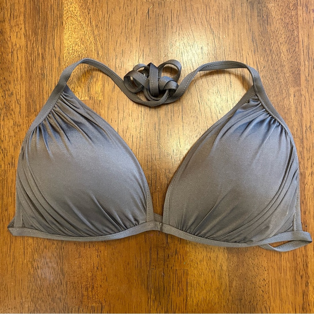 Bronze Push-Up Bikini Top | Ruched Triangle Swim Top | Women Size M | Old Navy